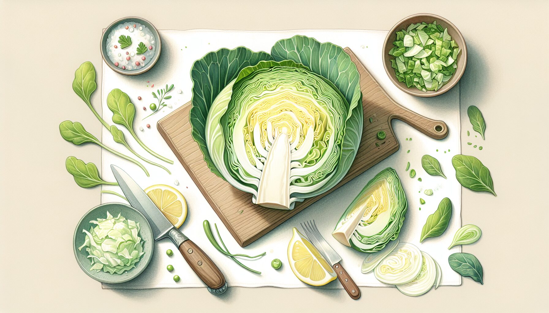 春キャベツを中心にした明るく清潔感あるフード系アイキャッチ画像